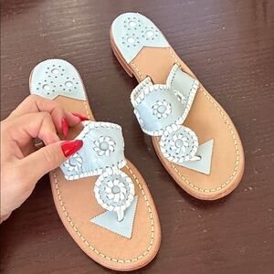 Jack Rogers Light Blue and Tan Sandals